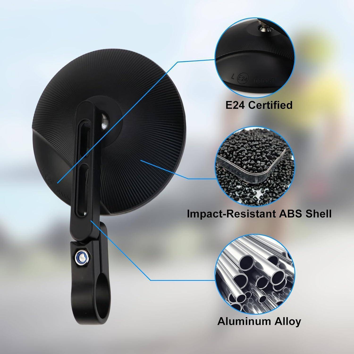 Produktbild einer schwarzen kreisförmigen Wandhalterung mit Halterung, mit E24-Zertifizierung, stoßfestem ABS-Gehäuse und Aluminium-Legierung.