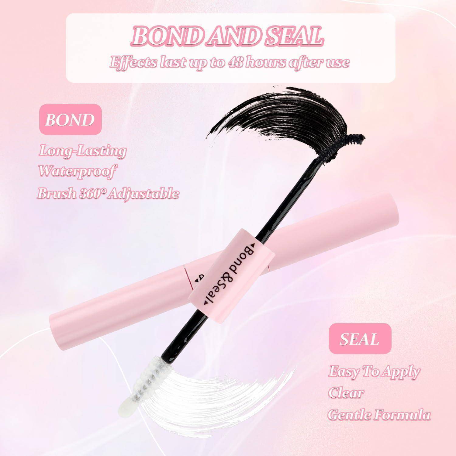 Rosa-Mascara-Anzeige mit einem Mascara-Applikator mit der Bezeichnung 