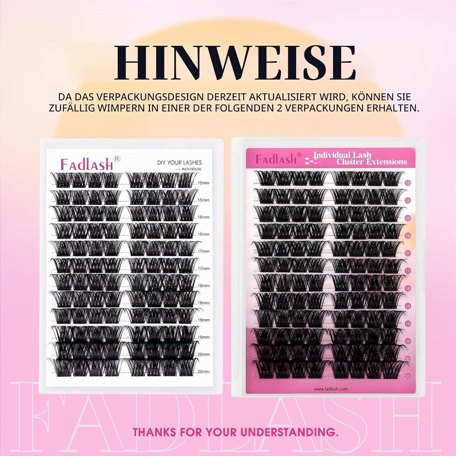 Fadlash Individuelle Wimpern Extensions 96 Büschel 0.07 D Curl 15-20mm DIY Wimpernverlängerung Hochwertige für Vollere Längere Wimpern (F2)