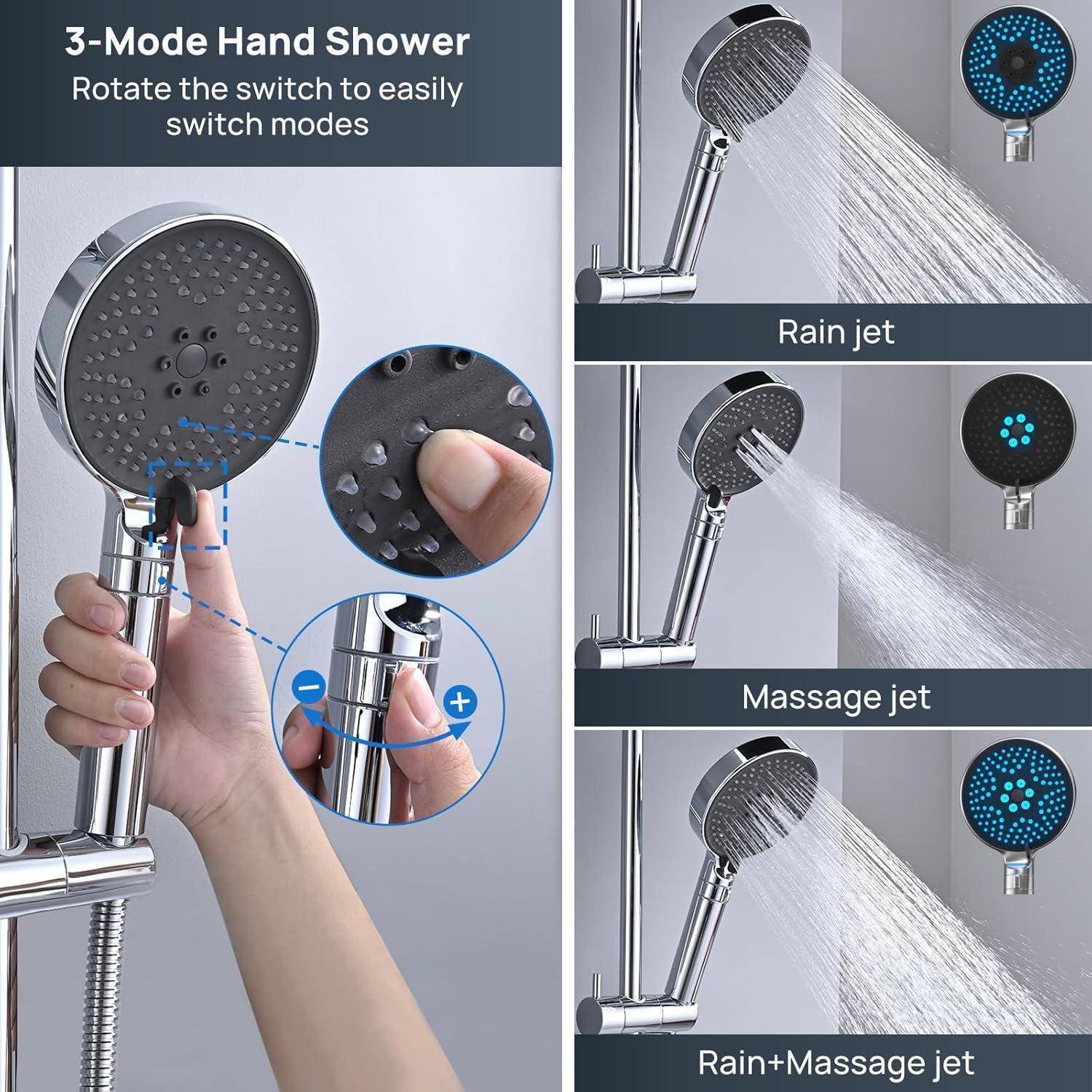 Produktgrafik einer „3-Mode-Handbrause