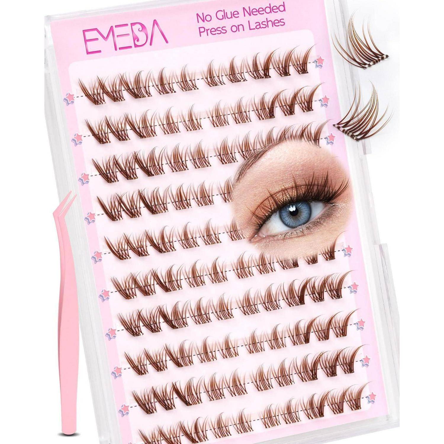 Rosiges Paket mit künstlichen Wimpern mit der Bezeichnung „EYELRA