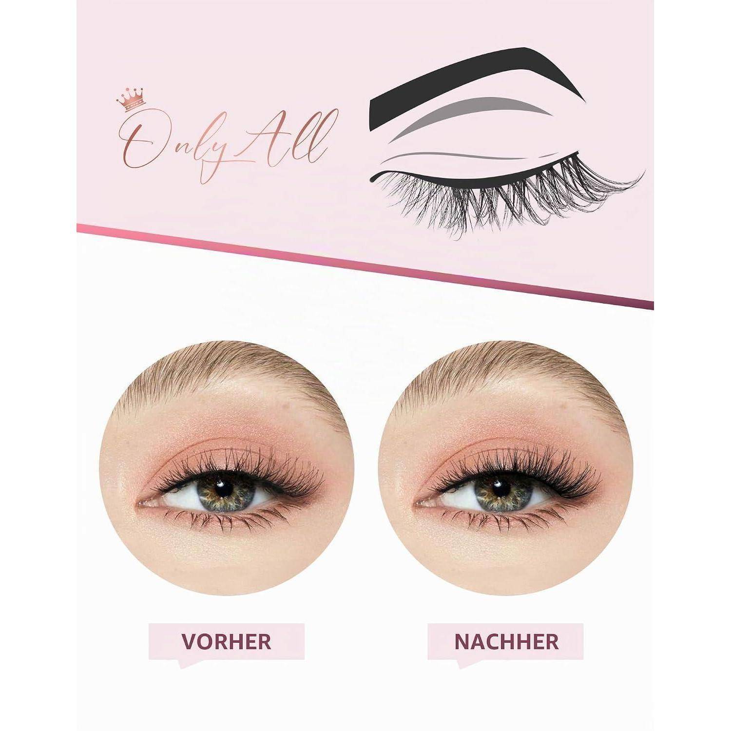 Werbebild, das einen Schönheitsdienst für Augenbrauen und Wimpern mit dem Logo 