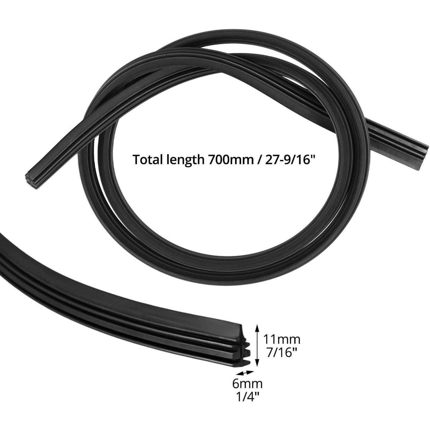 Aufgerollter schwarzer Gummidichtungsstreifen mit Gesamtlänge 700 mm (27-9/16