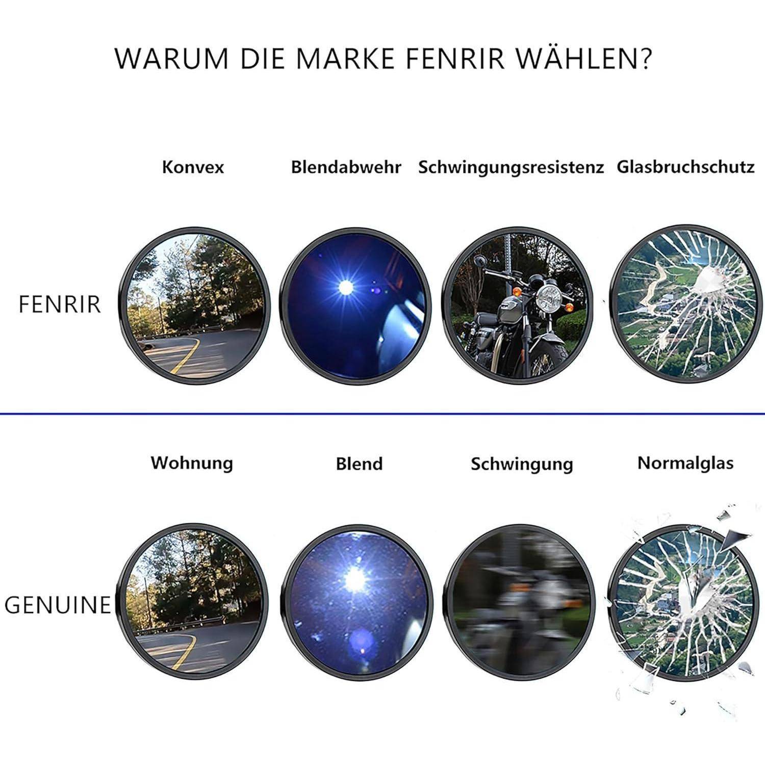 FENRIR E Geprüft Lenkerendenspiegel Motorrad Spiegel rückspiegel CNC Geschmiedete Aluminiumlegierung Blendschutz Vibrationsreduzierendes Design Gebo
