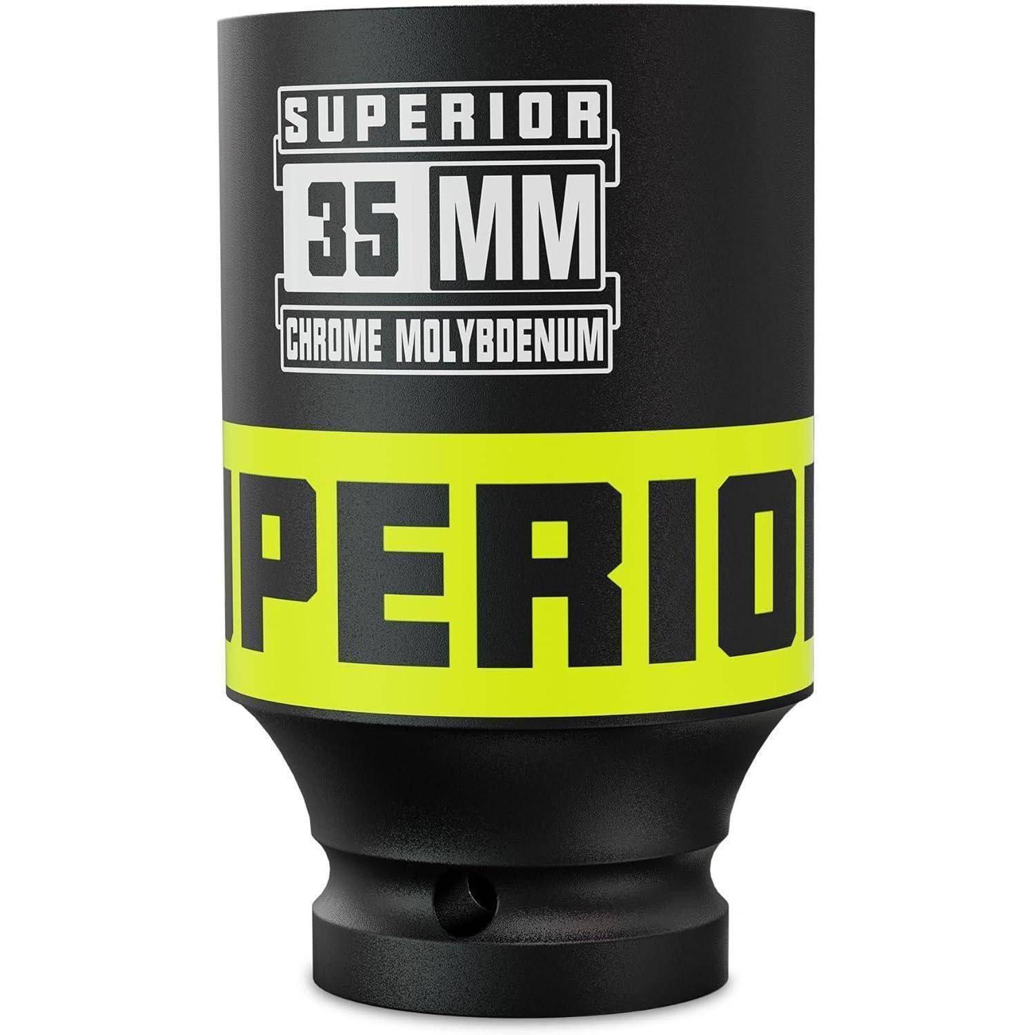 Schwarz-gelb fluoreszierendes 35-mm-Chrom-Molybdän-Schlagschraubereinsatz mit der Aufschrift „SUPERIOR