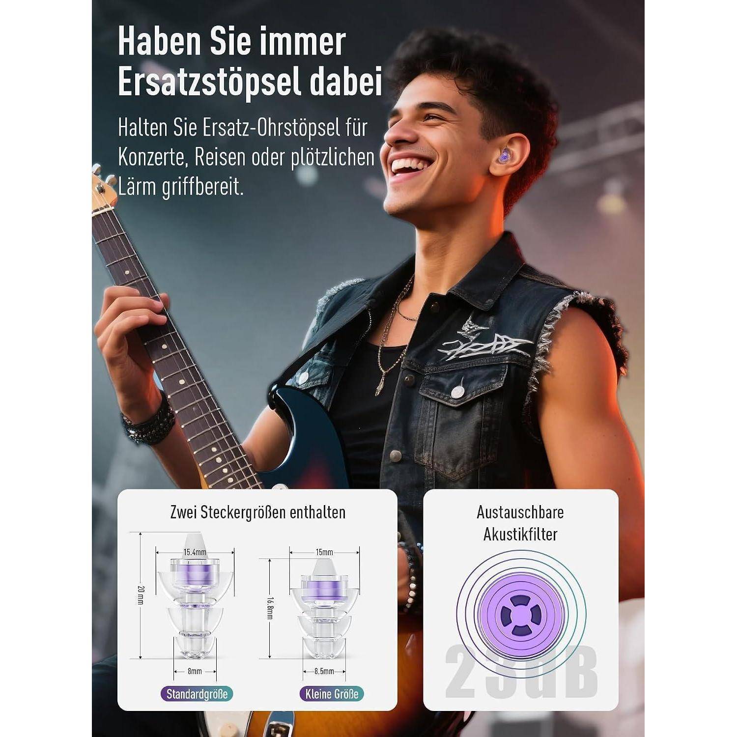 Hearprotek 2 Paar gehörschutz ohrstöpsel konzert, music gehörschutzstöpsel silicon dämpft Lärm mit kordel-hörschutz für Musiker, festival, arb