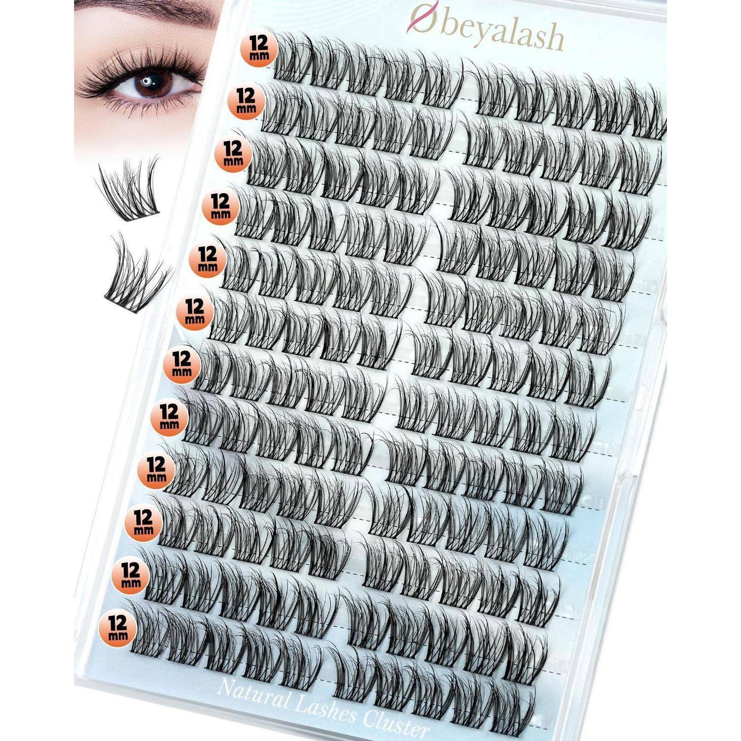 Tablett mit Wimpernbüscheln von 12 mm, gekennzeichnet mit „beyalash