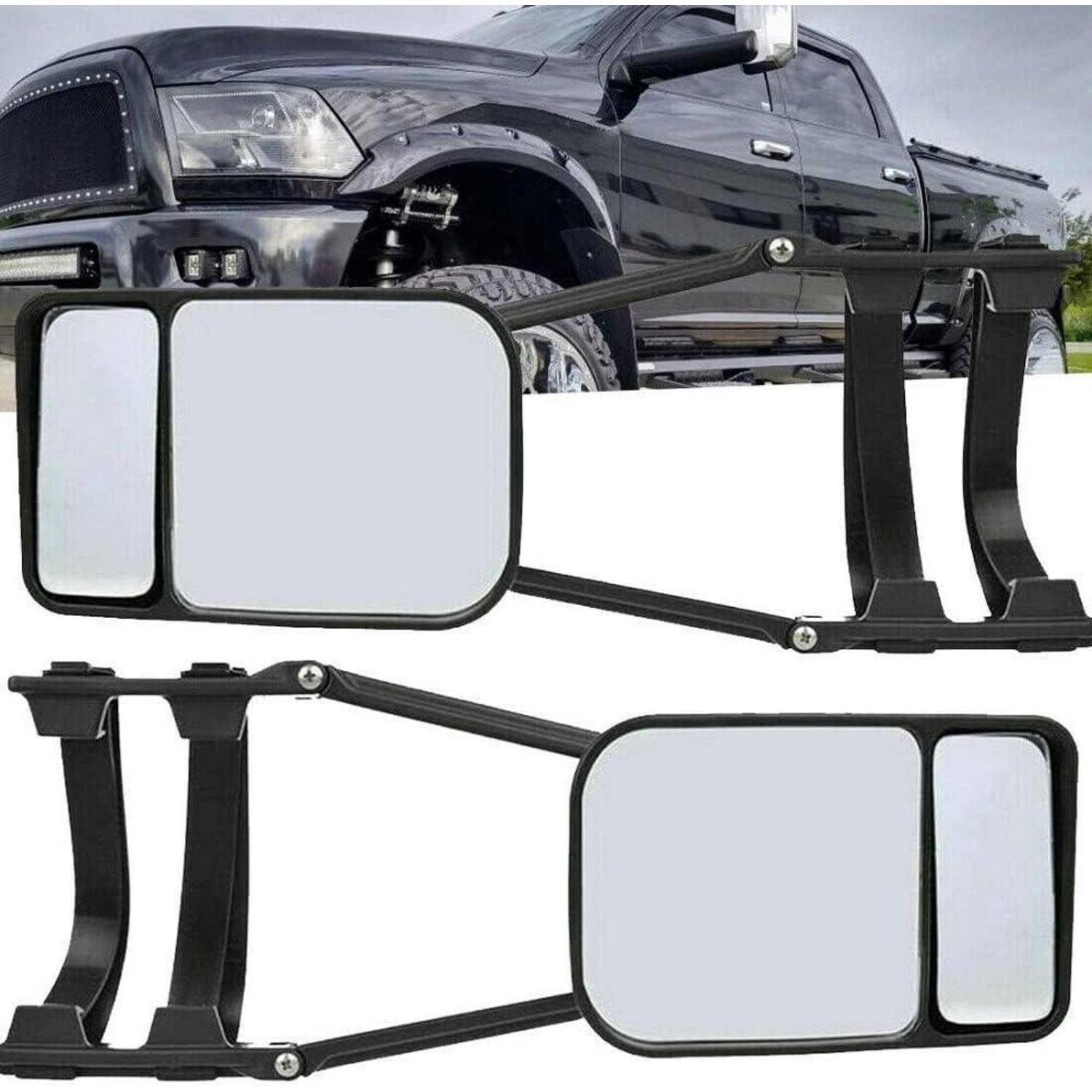 Abschleppspiegelverl ängerung für einen Pickup-Truck, die verstellbare doppelscheibenseitensche iegel zeigt, die auf verlängerten Armen montiert sind, um die Sicht nach hinten zu verbessern.