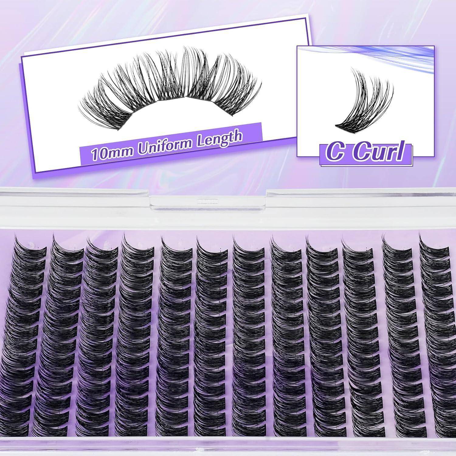 Falsche Wimpern in Tabletts präsentiert, zeigen 10mm einheitliche Länge und C-Curl-Stil.