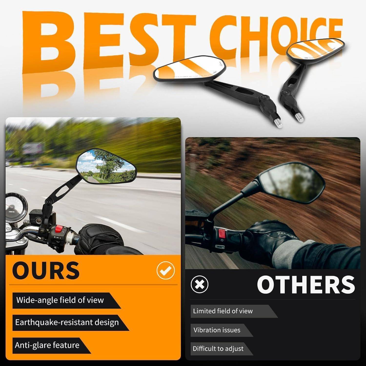 Vergleichsgrafik von Motorradspiegeln: 