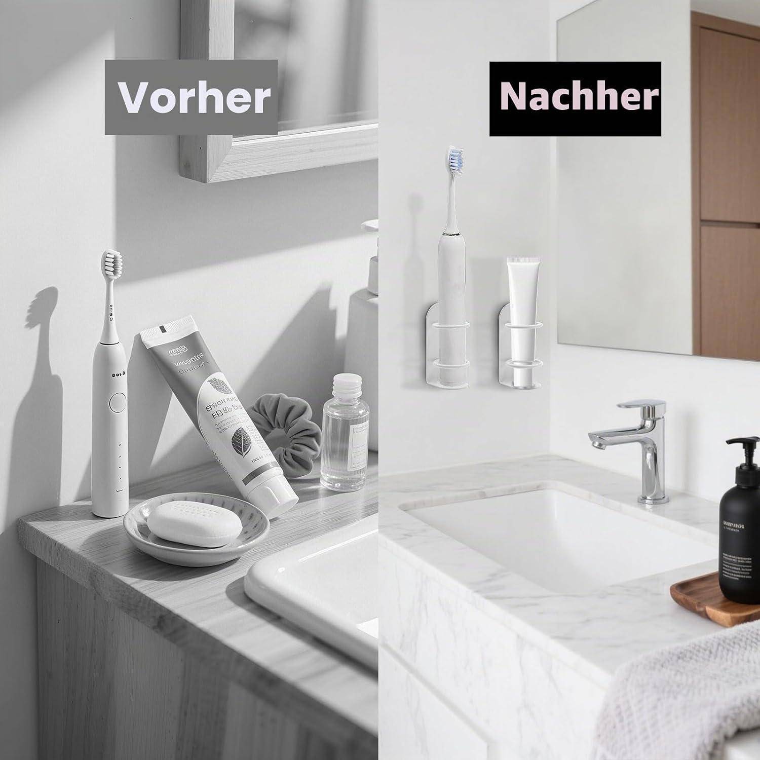 Badezimmer-Waschtisch Vergleich mit Beschriftung „Vorher