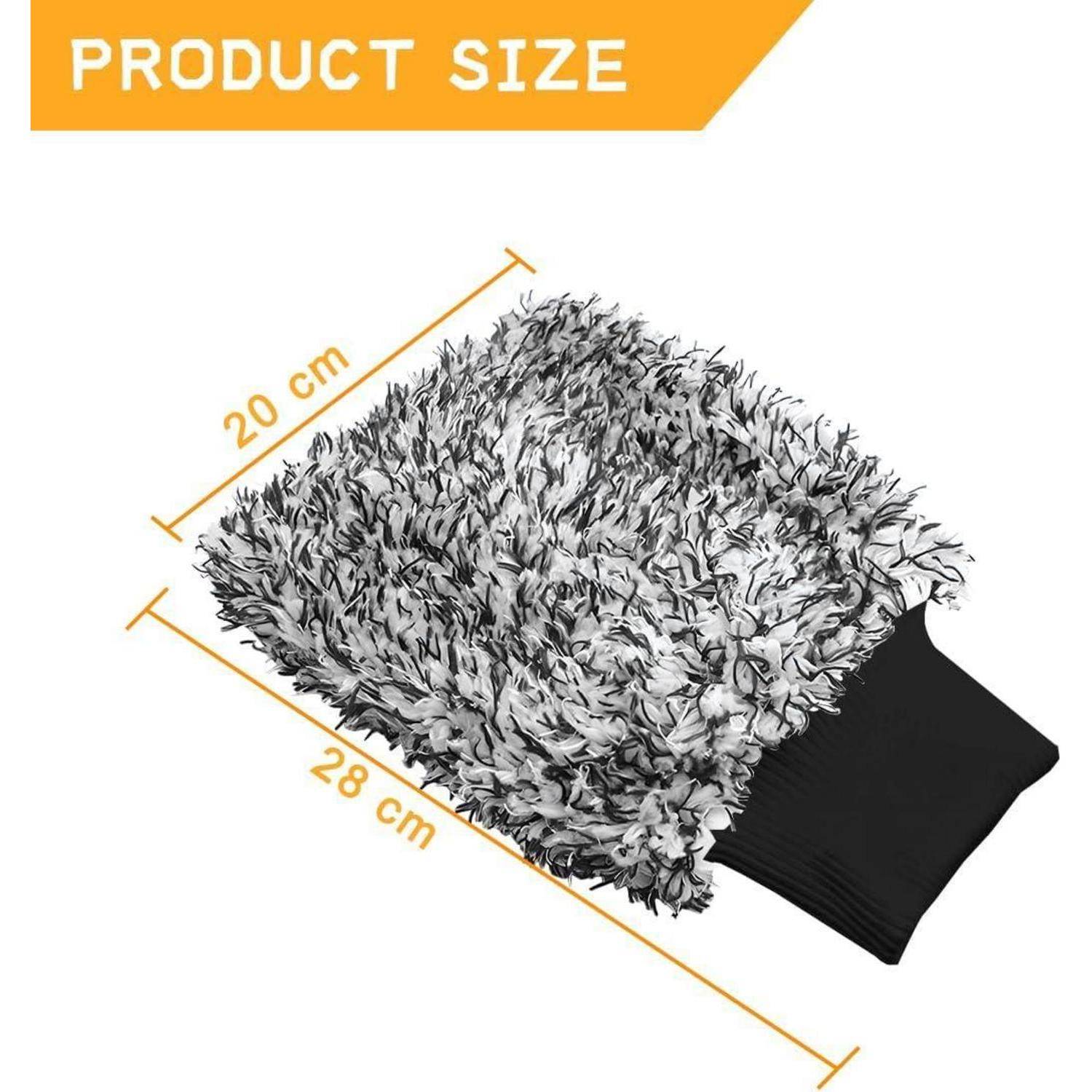 Produktgrößendiagramm eines flauschigen grau-weißen Kissens oder Polsters, beschriftet mit 20 cm x 28 cm.