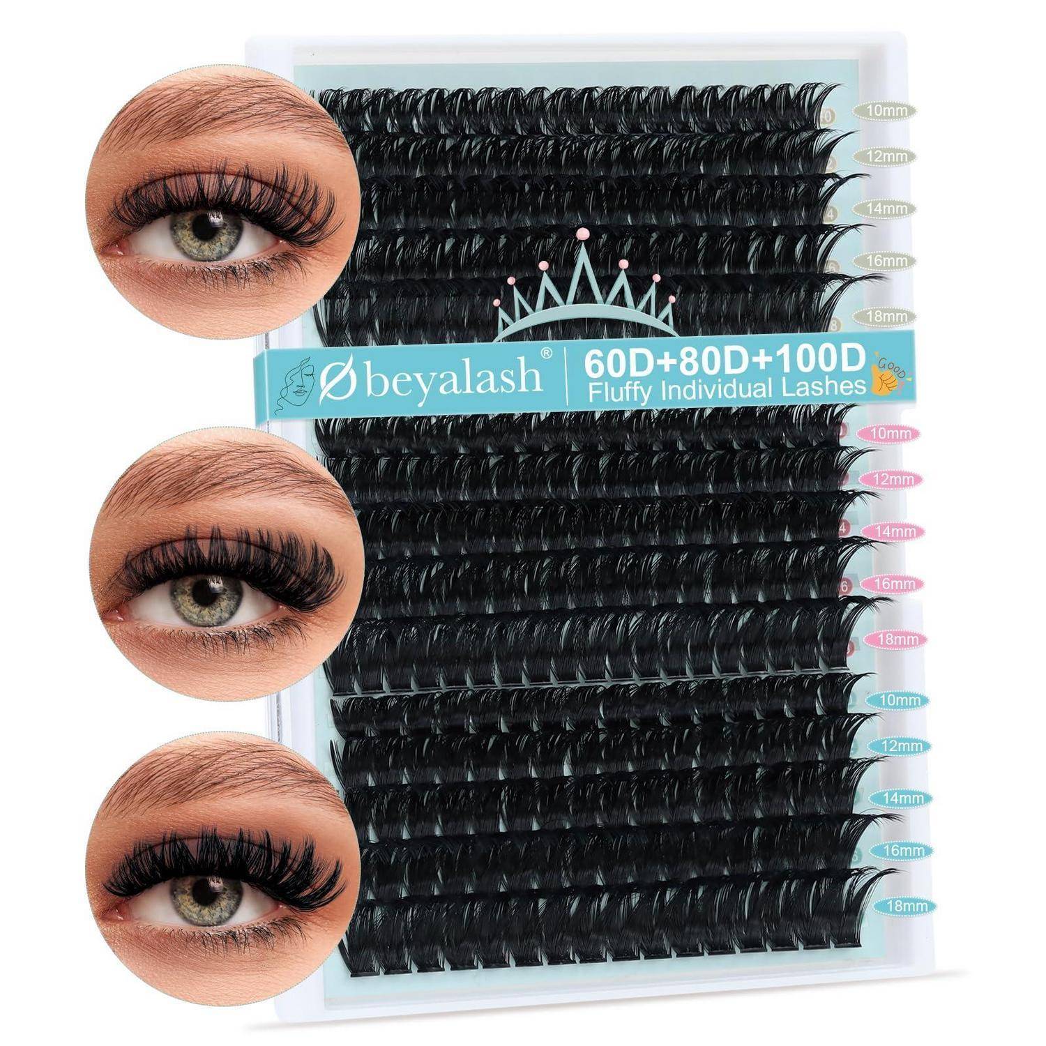 Packung schwarzer künstlicher Wimpernverlängerungen mit dem Label „beyalash