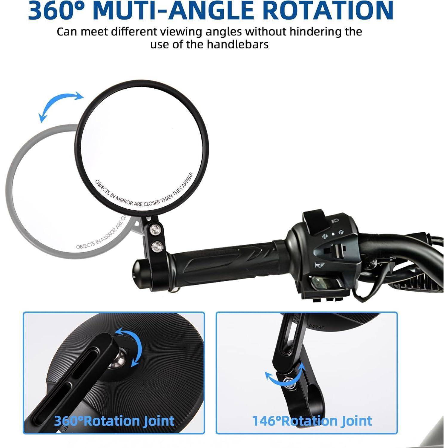 Motorrad-Lenkerspiegelhalter mit „360° Multi-Winkel-Rotation