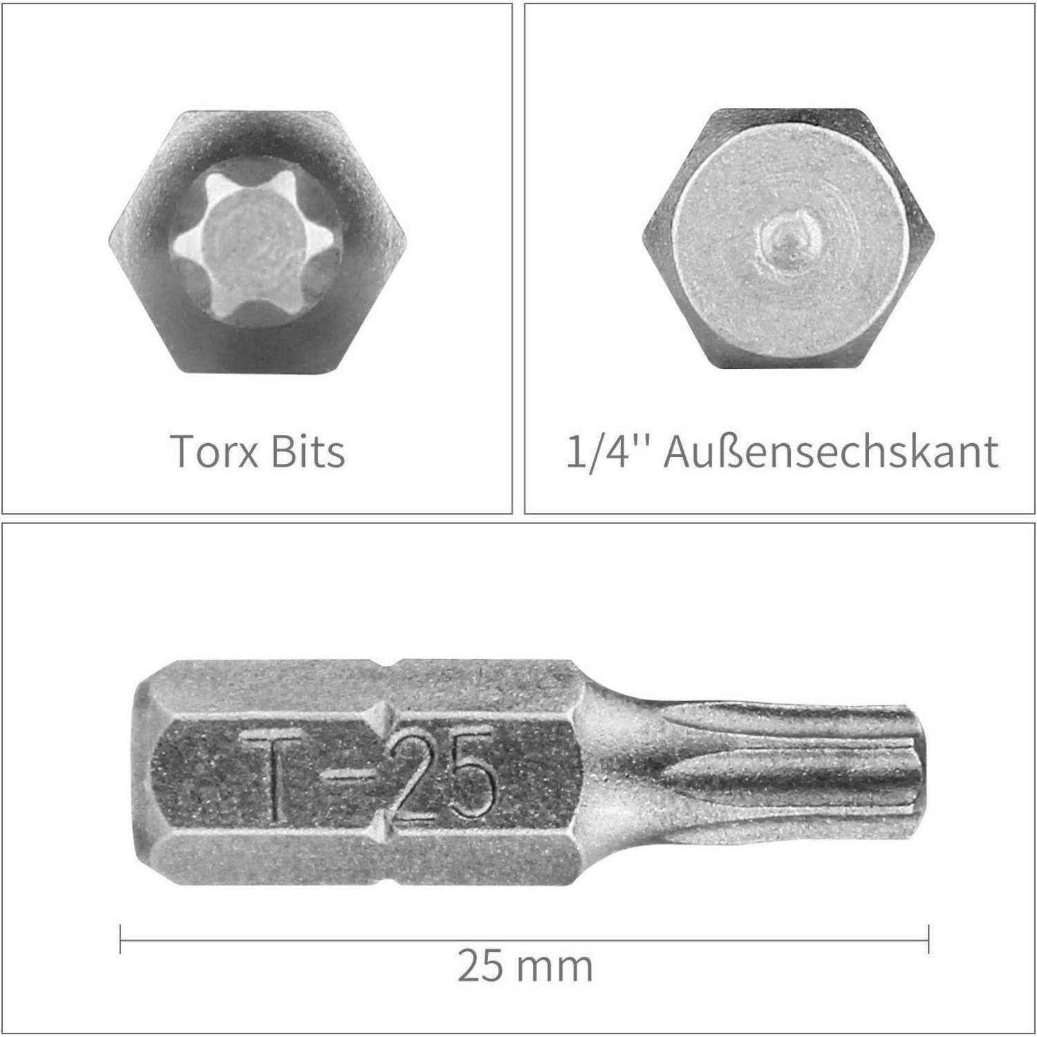 Bilder von zwei Antriebsaufsatzenden mit der Bezeichnung „Torx Bits