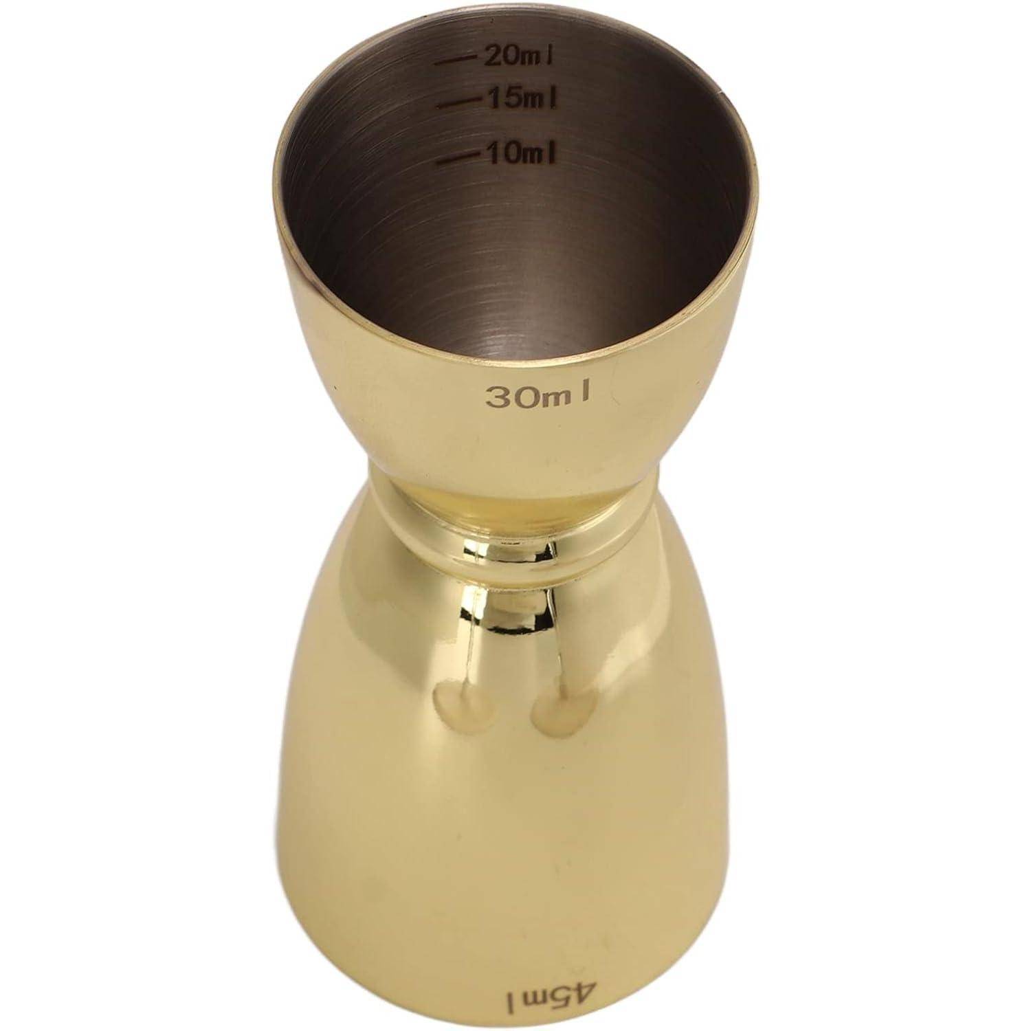Gold 30 ml Messbecher mit Inneneinteilungen für 10, 15 und 20 ml.