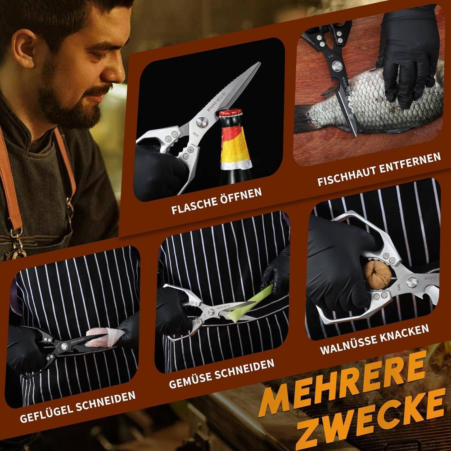 Dream Reach Küchenschere Set,Scharf Hochleistungs Geflügelschere | Scharfe Klinge, Spülmaschinenfest, 2 Stück, für Küche, Fleisch, Geflügel, Fi