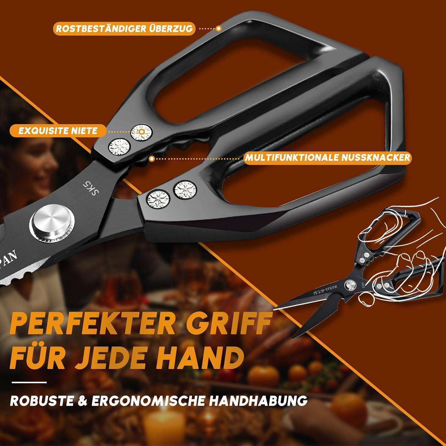 Dream Reach Küchenschere Set,Scharf Hochleistungs Geflügelschere | Scharfe Klinge, Spülmaschinenfest, 2 Stück, für Küche, Fleisch, Geflügel, Fi