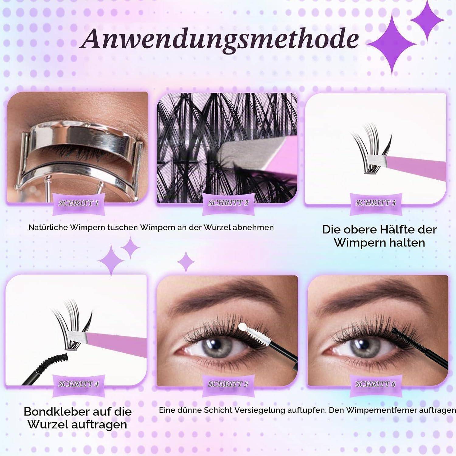 LZM Selbstklebende Wimpern D Curl 9-16mm Wimpern Mit Pinzette 30D+40D | 280Pcs Lash Extension Set wimpern selbstklebend Ohne Kleber Natürliche press