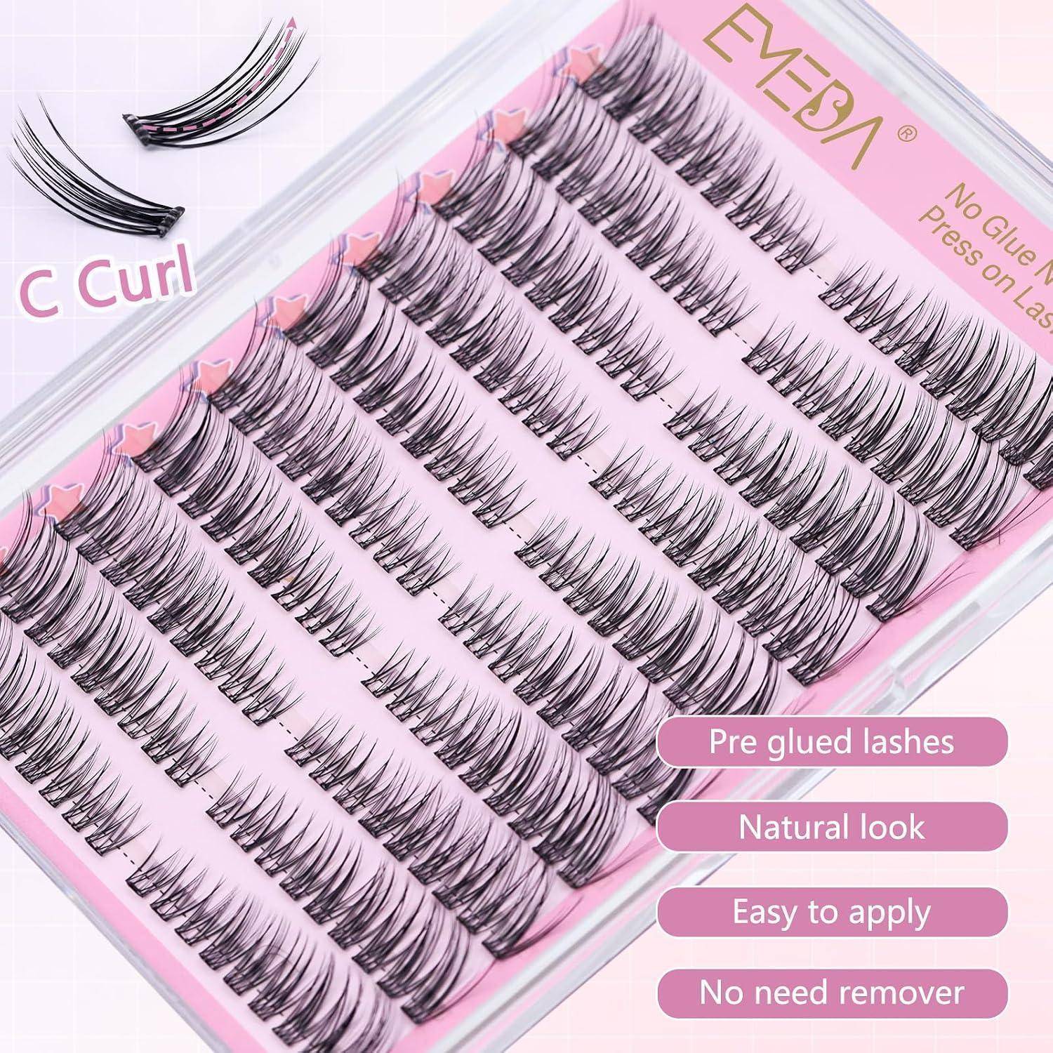 Pink EYSA C Curl vorgeklebte Wimpernpalette mit mehreren Wimpernstreifen und Etiketten: 