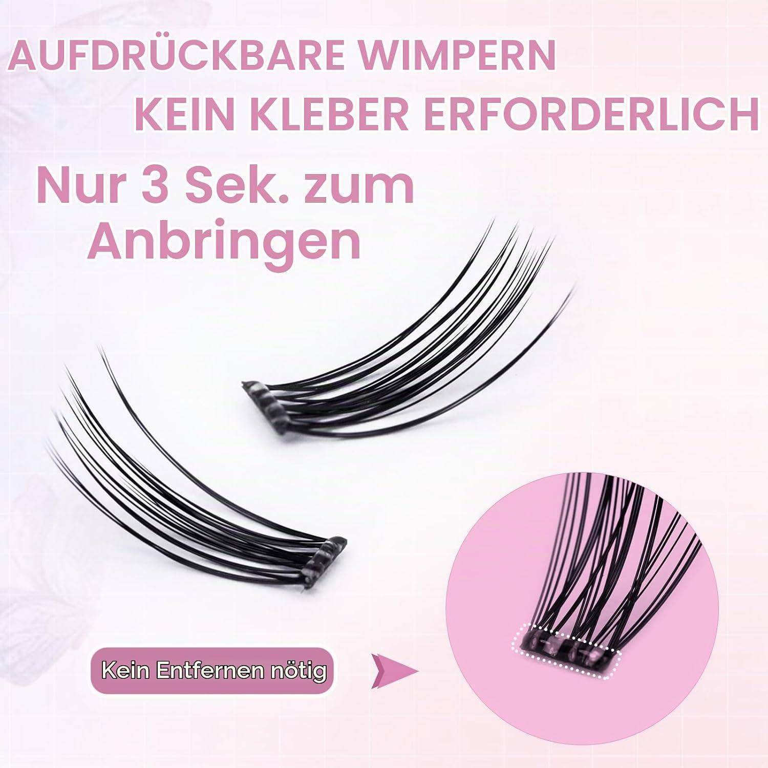 EMEDA Selbstklebende Katzenaugenwimpern, Kleberlose Wimpernbüschel-Kit 120 Stück Wimpern zum Aufdrücken Vorgeklebte Wimpern mit Pinzetten-Set (Cate