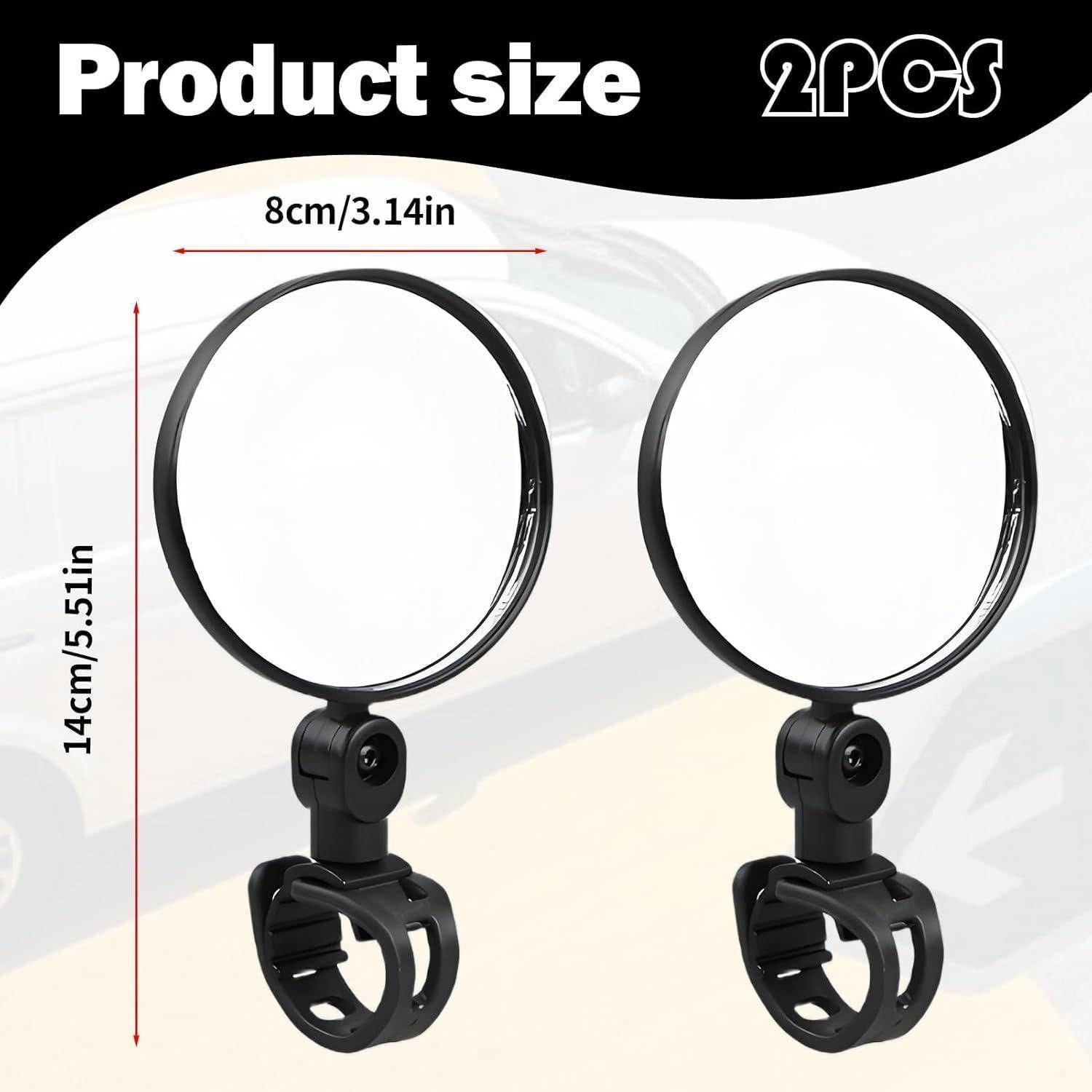 Produktgrößen-Diagramm mit zwei schwarzen, spiegelartigen Clips; jeder ist 8 cm breit und 14 cm hoch, mit der Marke „2POS