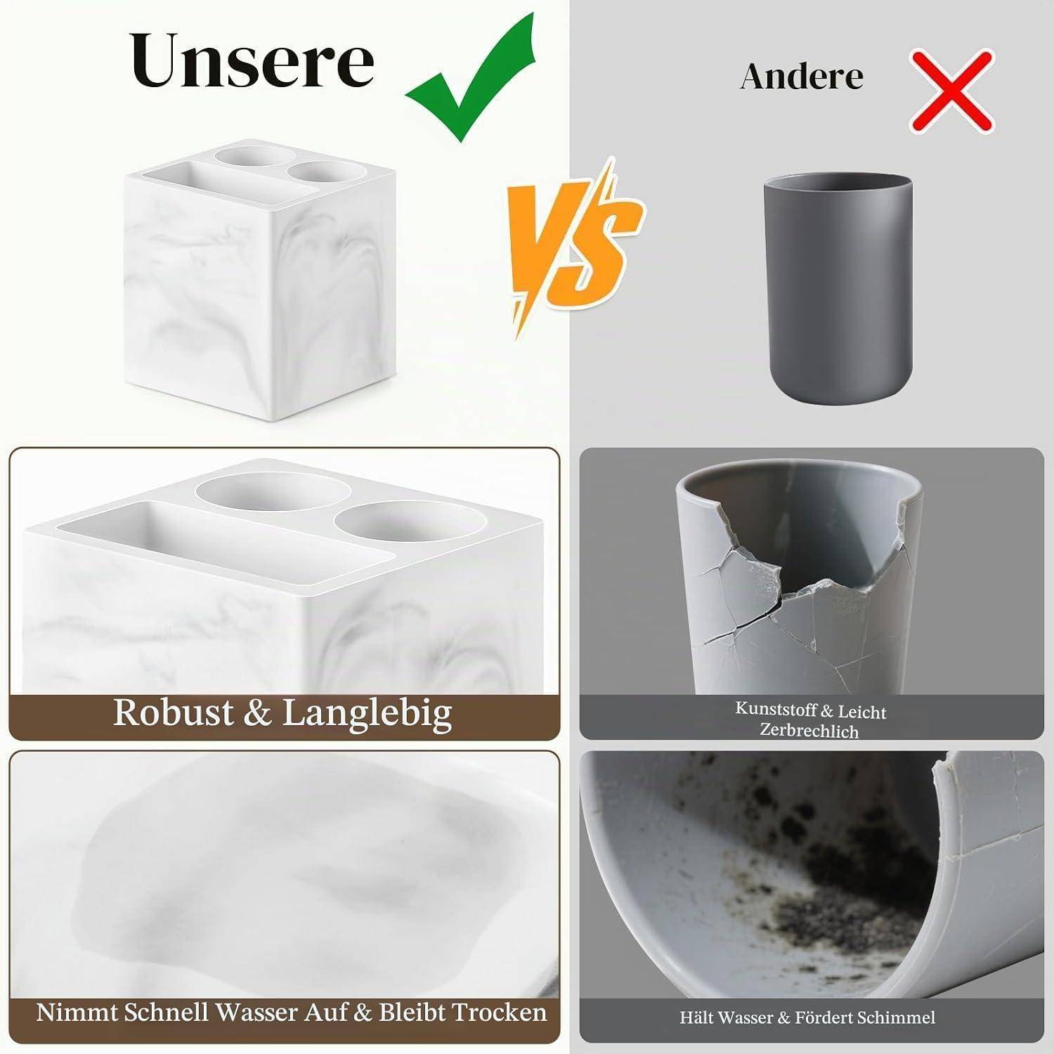 Vergleichsgrafik: Würfel mit Marmor-Optik mit der Aufschrift 
