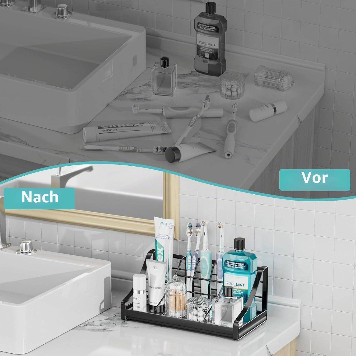 Aufgeteilter Badezimmerschrank vor und nach: 