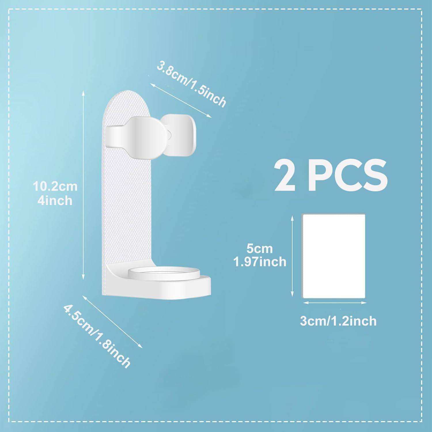 Produktdiagramm einer weißen wandmontierten Halterung, gekennzeichnet mit „2 STÜCK