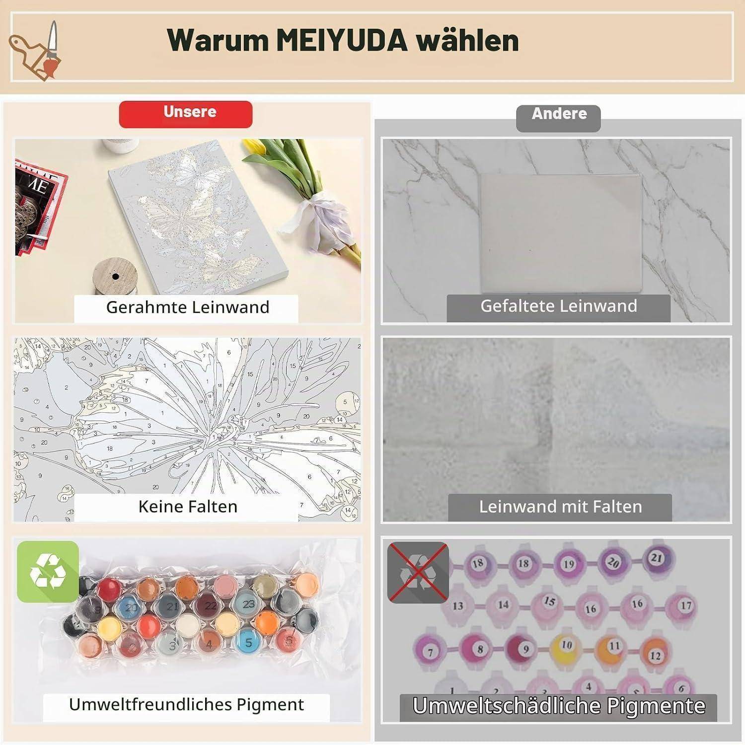 Vergleichsgrafik: „Warum MEIYUDA wählen