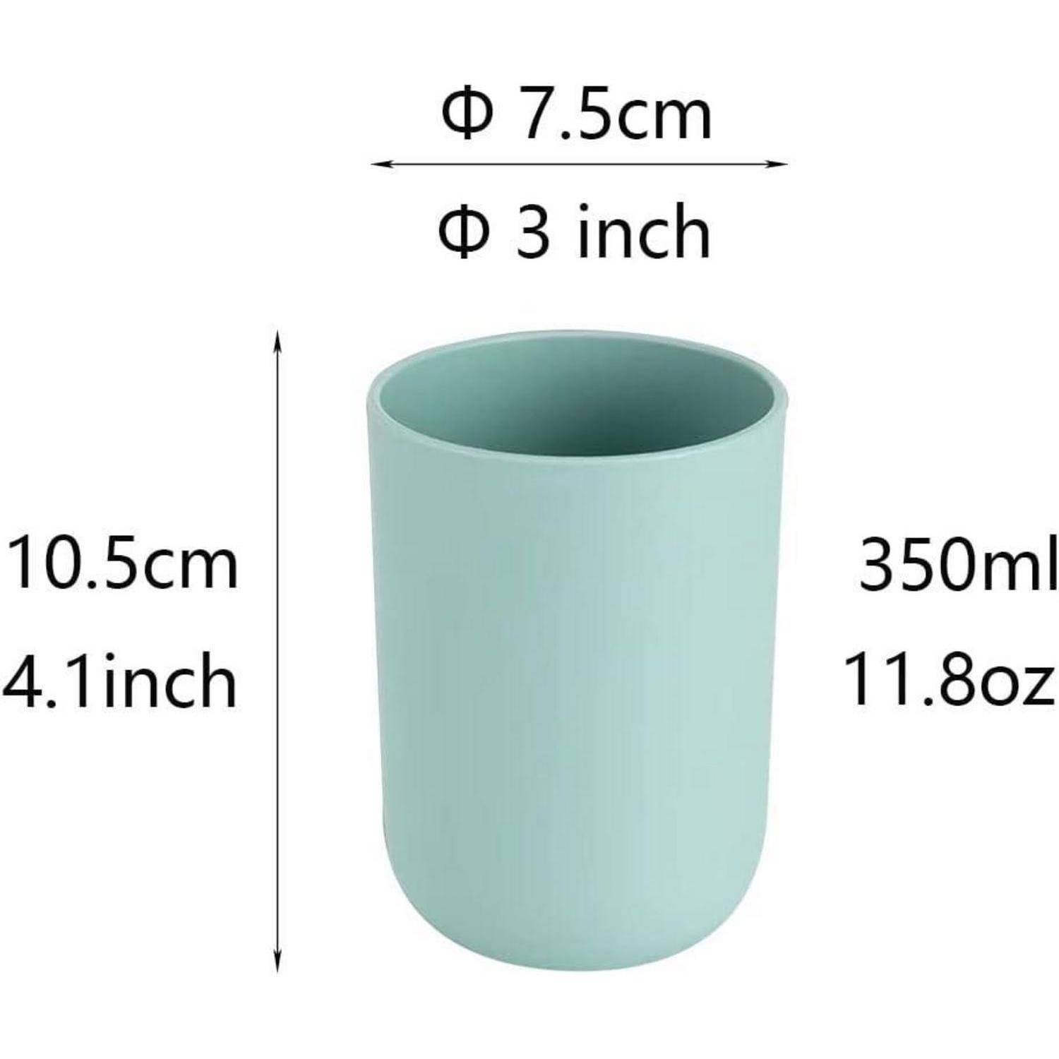 Minzgrüner zylindrischer Becher mit den Abmessungen: 7,5 cm Durchmesser, 10,5 cm Höhe, 350 ml Fassungsvermögen (11,8 oz).