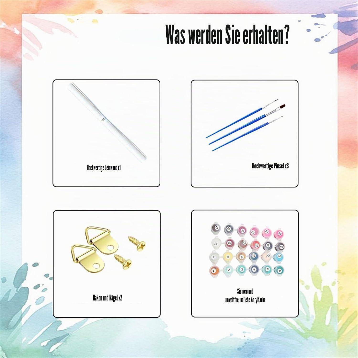 Generisch Malen Nach Zahlen Erwachsene,Malen Nach Zahlen Huhn,Paint by Numbers for Adults DIY mit PinselnSet Leinwand für Geschenk Decor red