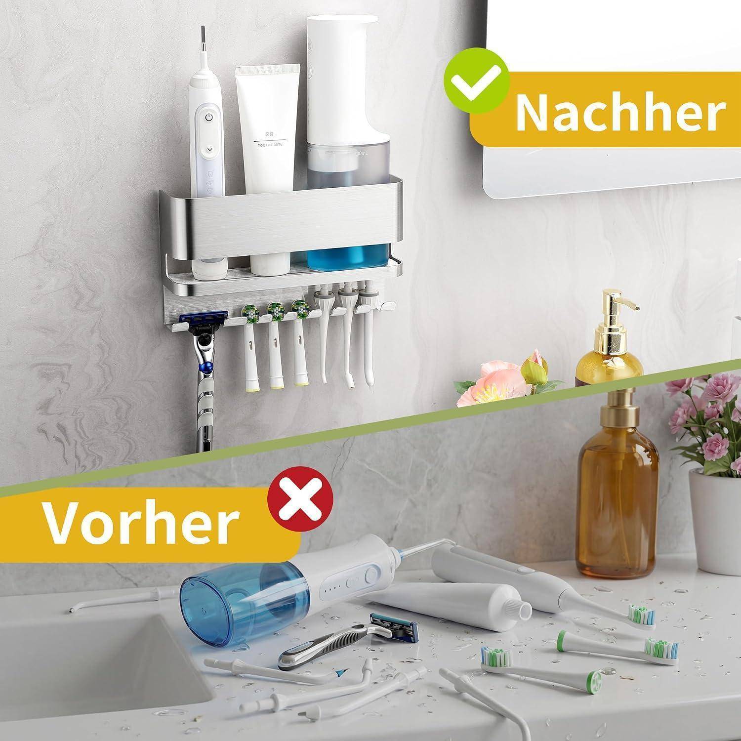 Geteilte Vorher-und-Nachher-Badezimmerszene: „Vorher