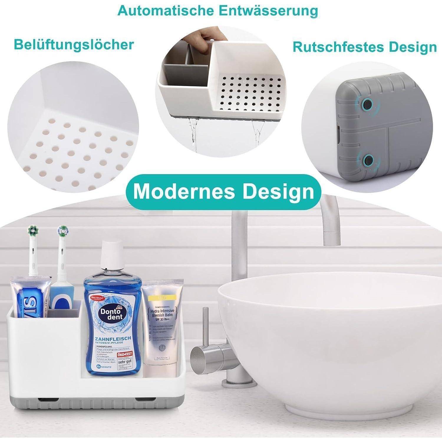 Zahnbürstenhalter für Badezimmer Organizer, Elektrische Zahnbürste Halterung mit Abflussloch, Abnehmbarer Zahnbürsten Organizer für Badezimmer, K