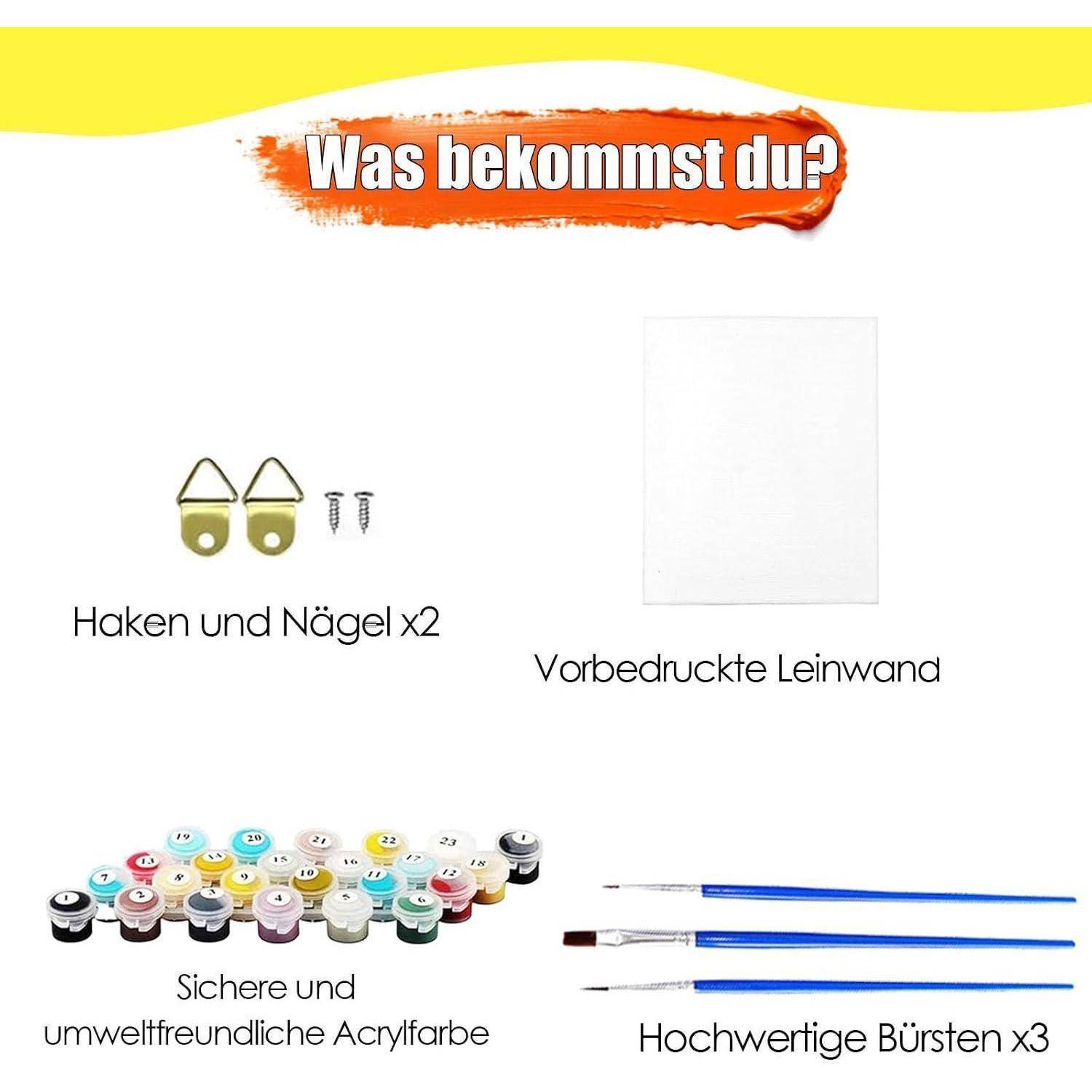 NANJDIAN Granatapfel Malen Nach Zahlen Erwachsene,Paint by Numbers Adults,Diy Malen Nach Zahlen Erwachsene Set Handgemalt Kreativ Bastelset für