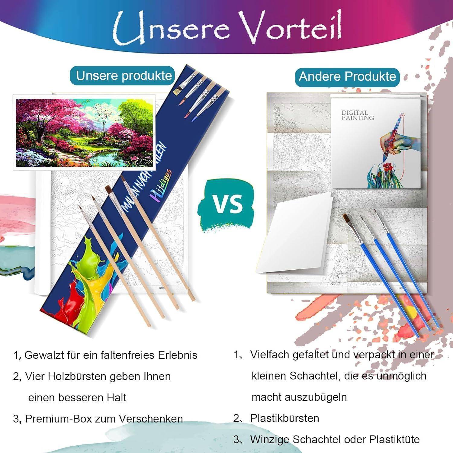 Hjjdiyes Malen Nach Zahlen Erwachsene Blume Landschaft 80 X 40 Cm - Diy Bastelset Erwachsene Malen Nach Zahlen Groß xxl Blumen Wasser Handgemalt öLg