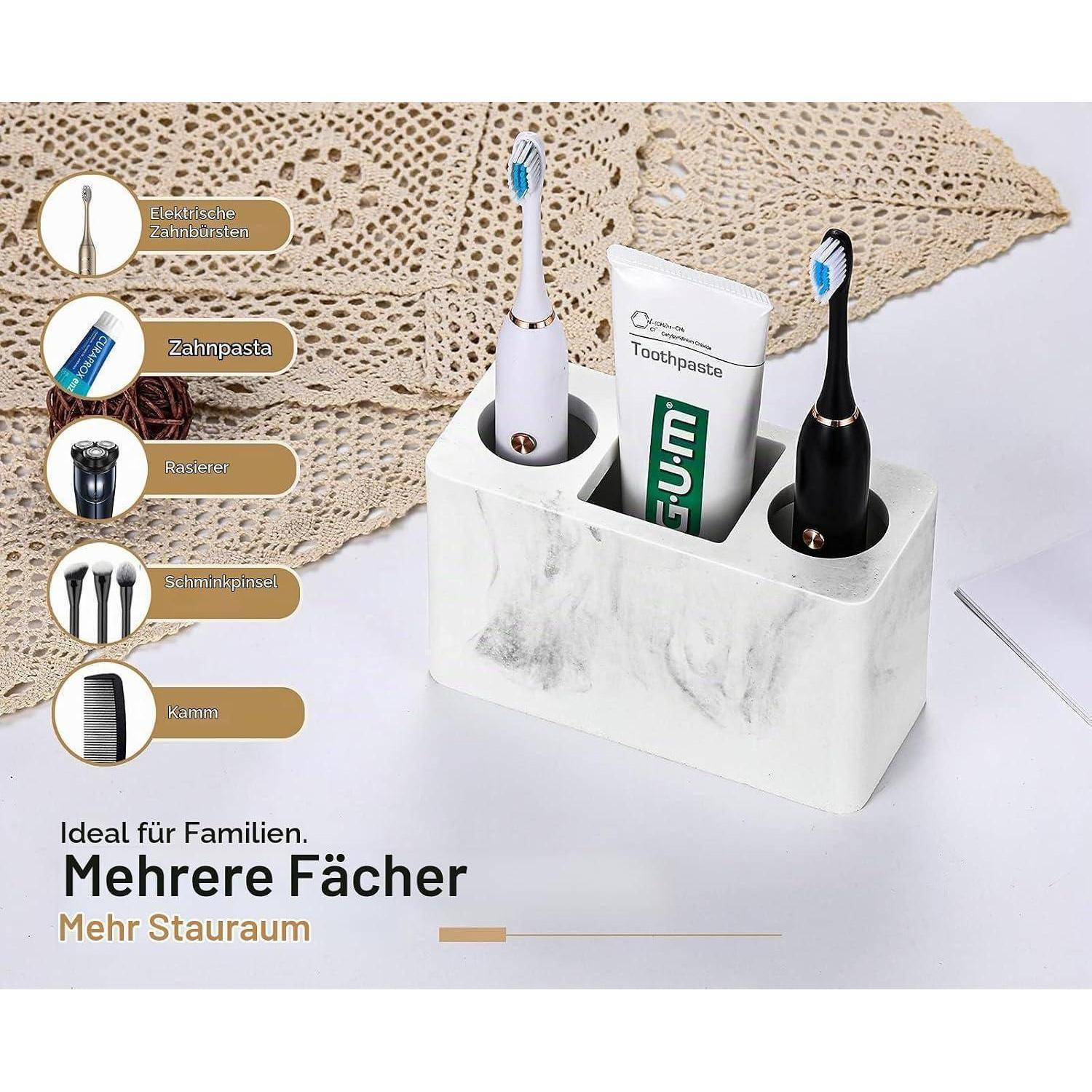 Luxspire Zahnbürstenhalter, Kunstharz, 3 Fächer, Kies Weiß | Halter für elektrische Zahnbürsten, Halter für Zahnbürsten und Zahnpasta,Aufbewahr