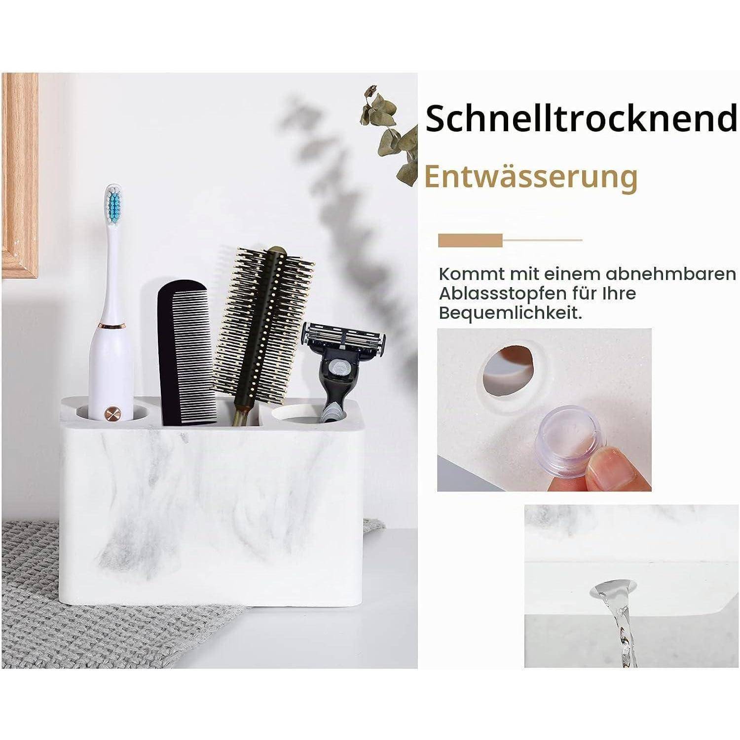 Luxspire Zahnbürstenhalter, Kunstharz, 3 Fächer, Kies Weiß | Halter für elektrische Zahnbürsten, Halter für Zahnbürsten und Zahnpasta,Aufbewahr
