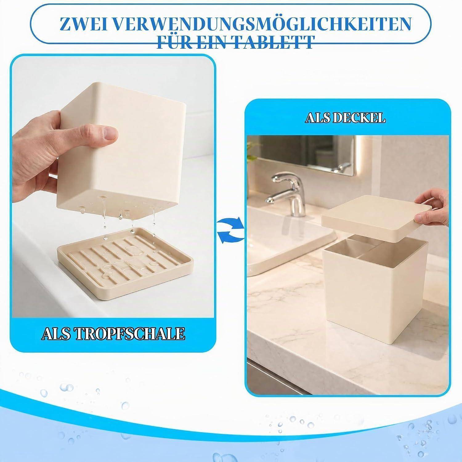 Zahnbürstenhalter aus Silikon, 10x10x9cm 3-Fächer-Zahnbürstenhalter für das Badezimmer mit Abflusslöchern, mit herausnehmbarer Schale，Geeignet