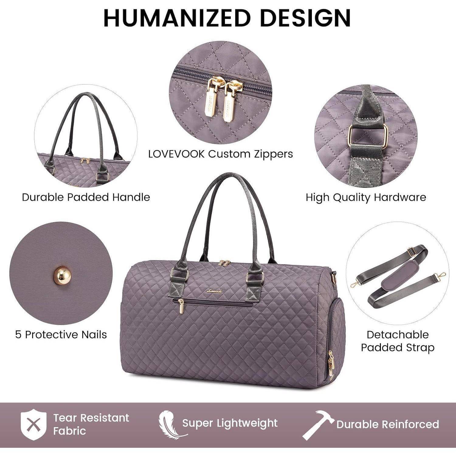 LOVEVOOK Sporttasche Reisetasche Damen, Weekender Travel Kliniktasche Geburt mit Kulturtasche Schuhfach Nassfach, Wasserdichte Gym Bag, Handgepäck