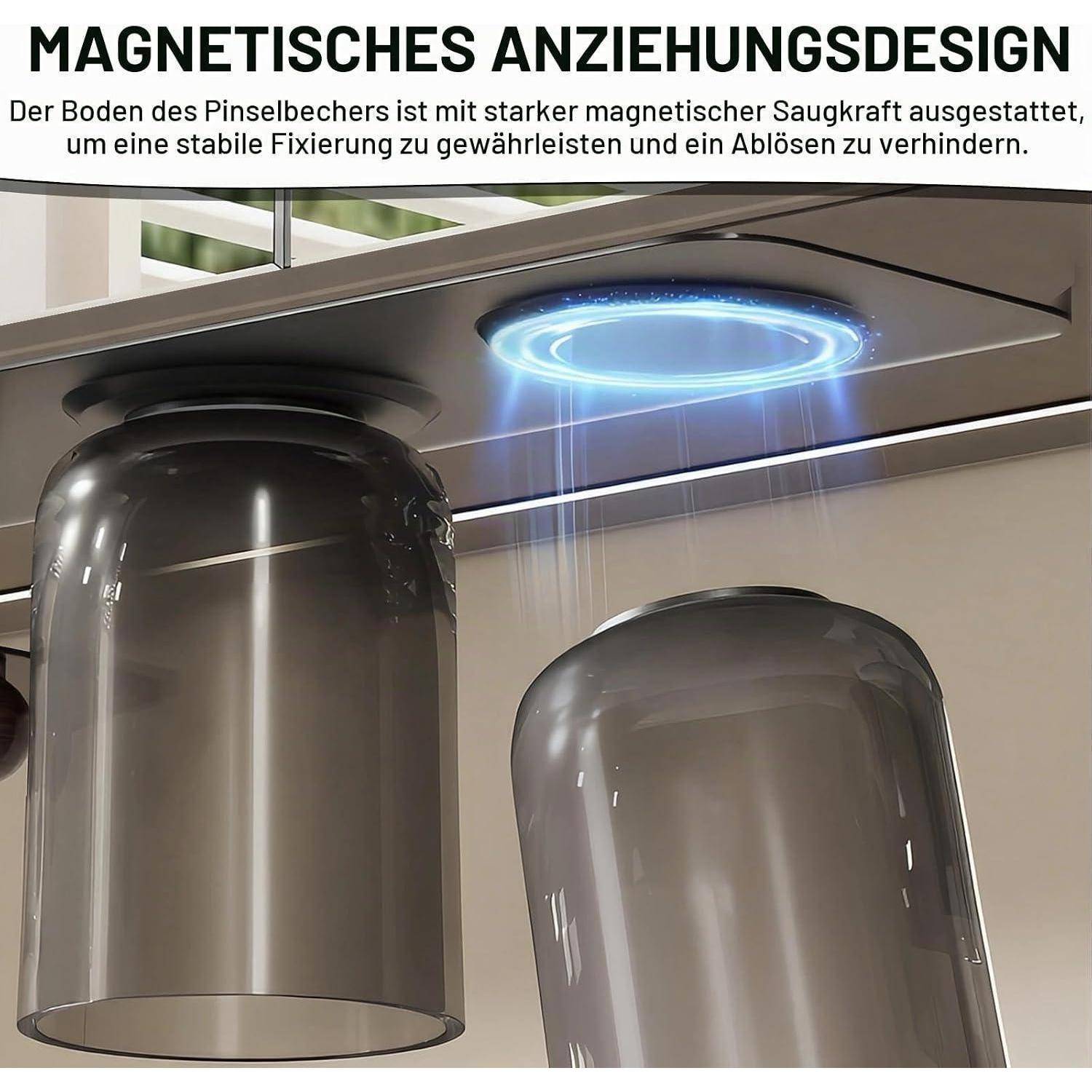 Zahnputzbecherhalter ohne Bohren – Magnetischer Zahnbürstenhalter Wand, 3 Becher, Platz für 4 Zahnbürsten