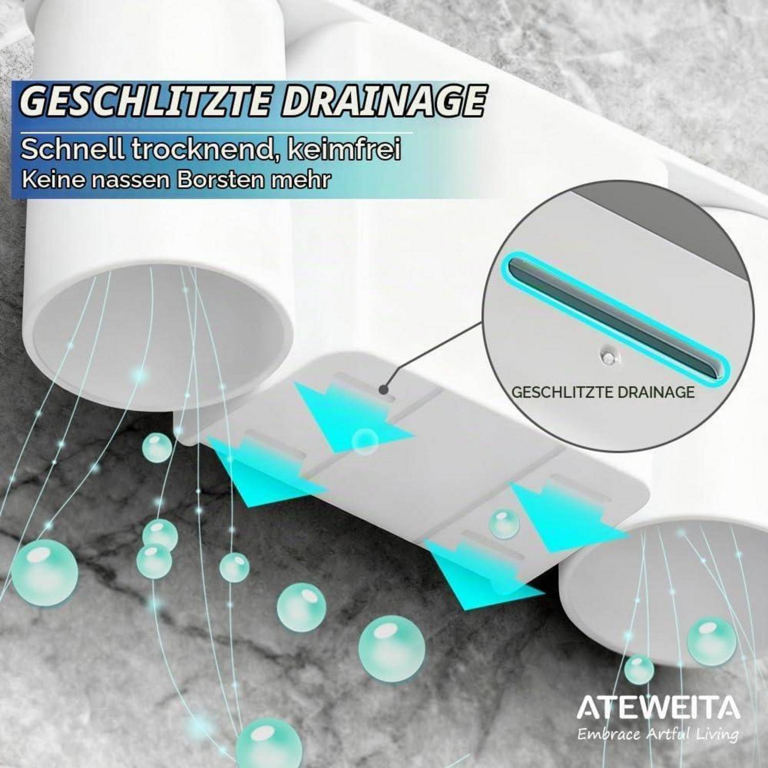 Zahnbürstenhalter Ohne Bohren, Zahnputzbecherhalter Wand, Zahnputzbecher Magnetisch mit Halterung, Toothbrush Holder Without Drilling für Badezimmer