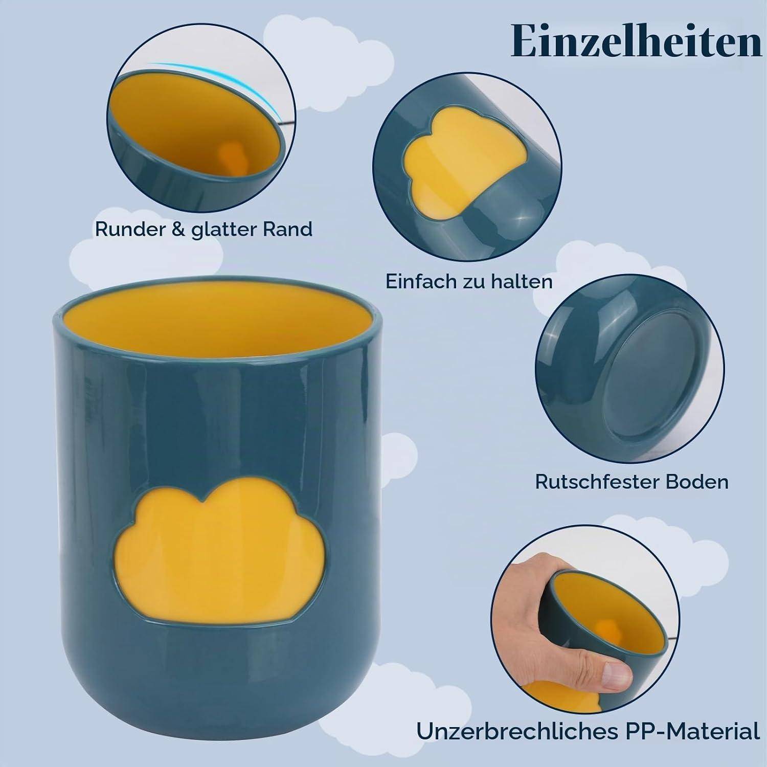 6 Stück Zahnputzbecher, Kunststoffbecher Mit Lebensm Wolkendesign | 400ml Lebensmittelecht Wiederverwendbar Tragbar Bruchsicher, Für Bad Reise Campi