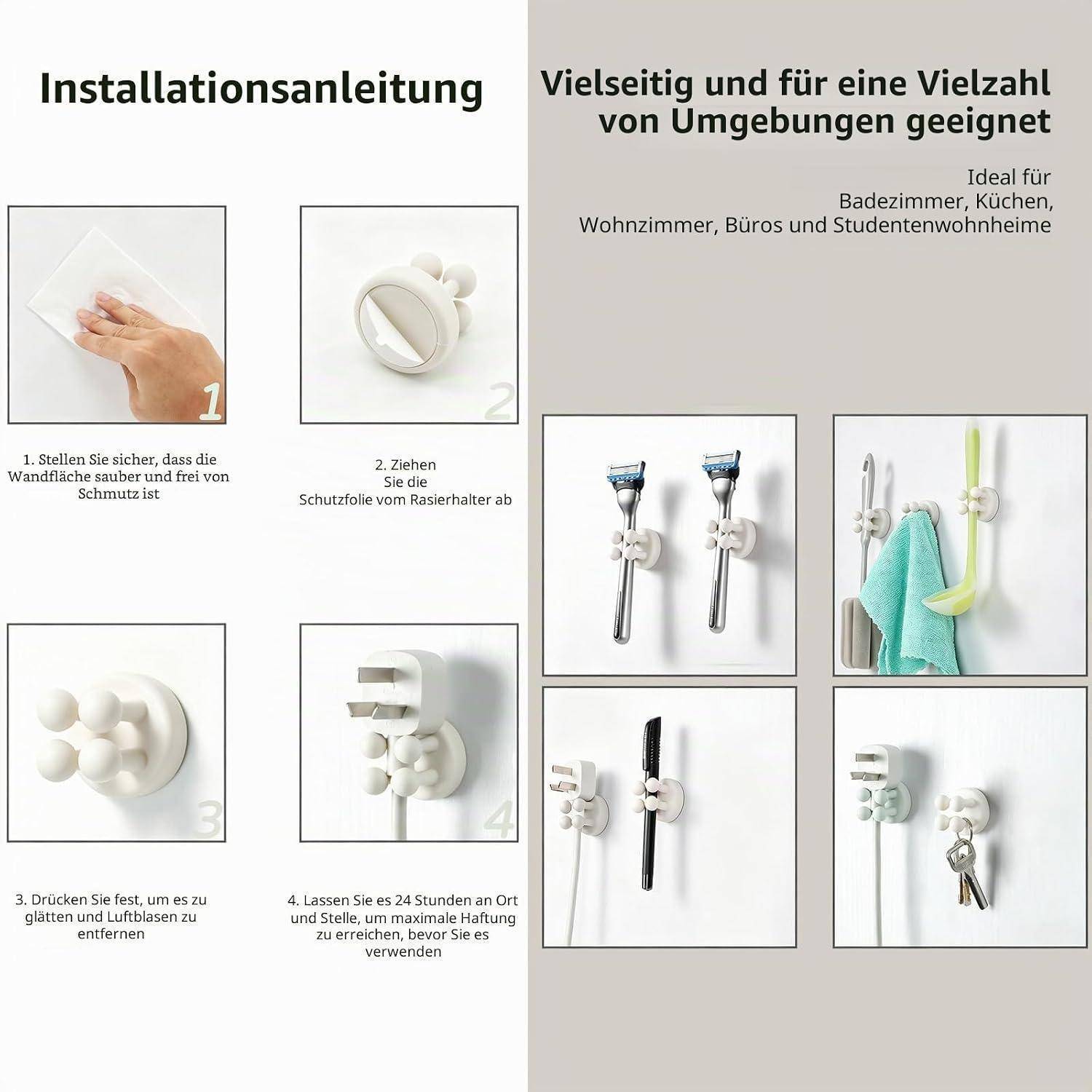 5-Zahnbürstenhalter Set, Enthält Zahnbürste/Bürstenkopf/Rasierer Halterung | 1 Halter für Elektrische Zahnbürste Halterung, 2 Halter für Zahnb