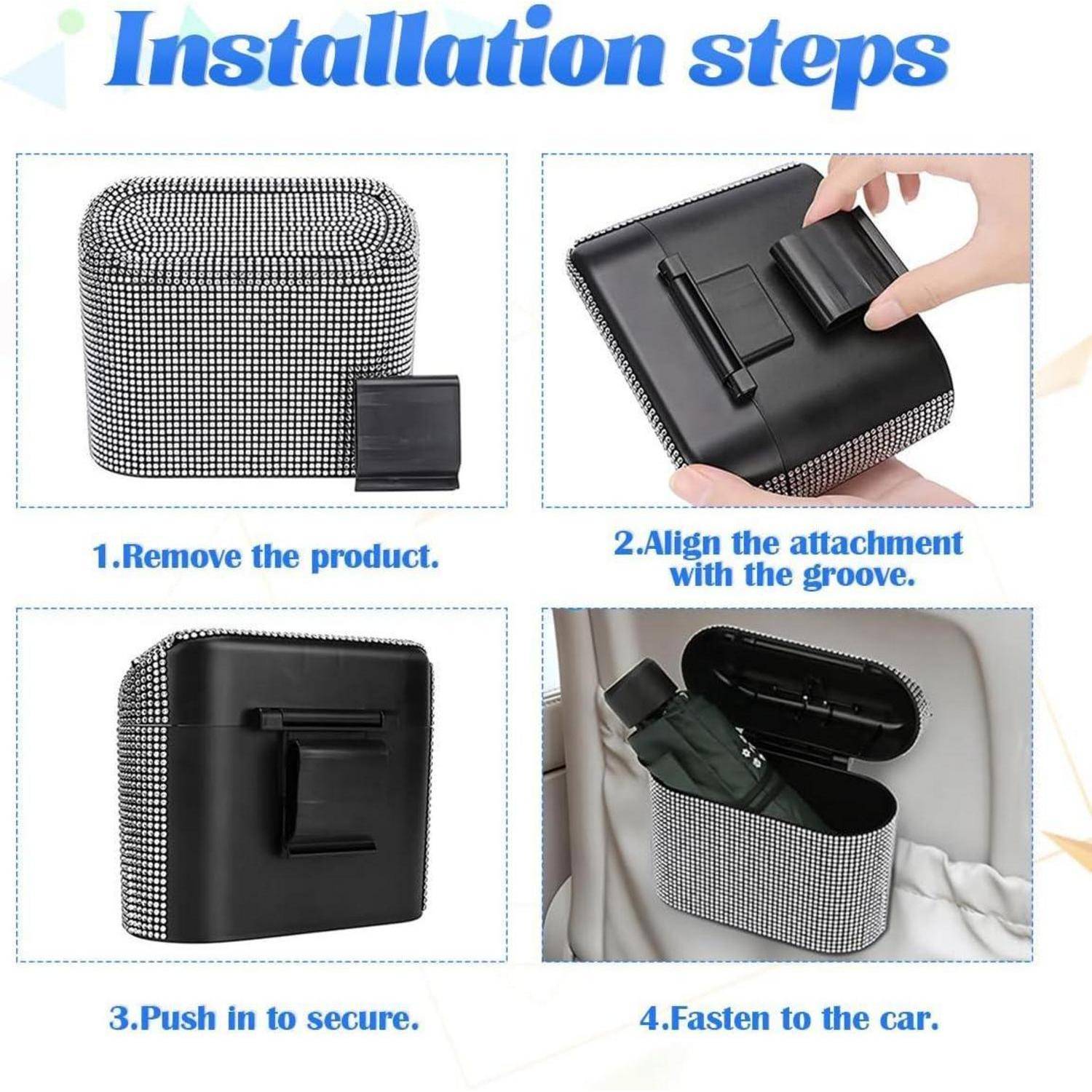 JNNJ Auto Mini-Mülleimer Mit Deckel, Multifunktional Kleiner Automülleinmer, Bling Strass Auslaufsicherer Tragbarer Mülleimer Abfalleimer, Universe