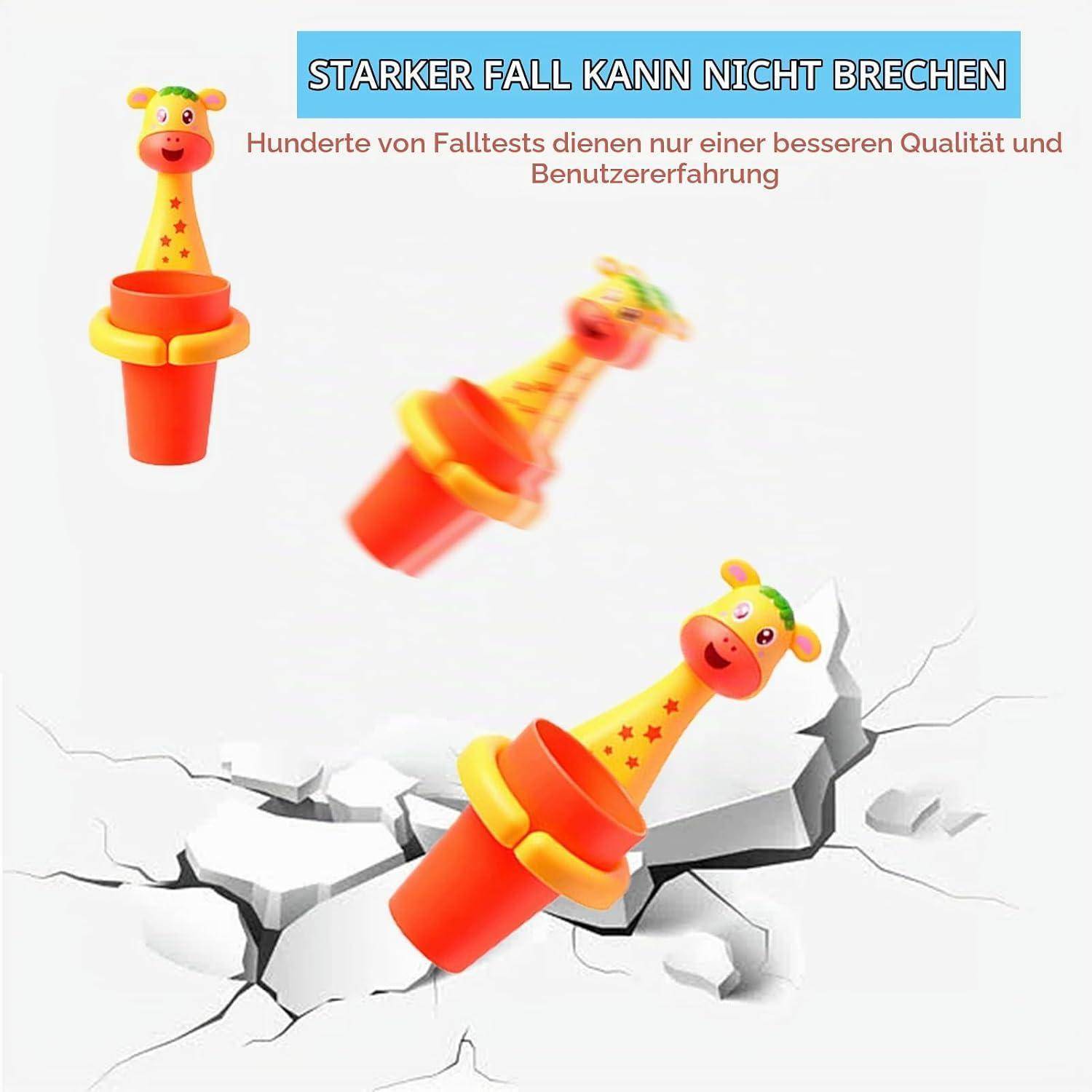 Jauhmui Zahnputzbecher Handtuchhalter Set für Kinder ohne Bohren (Giraffe)