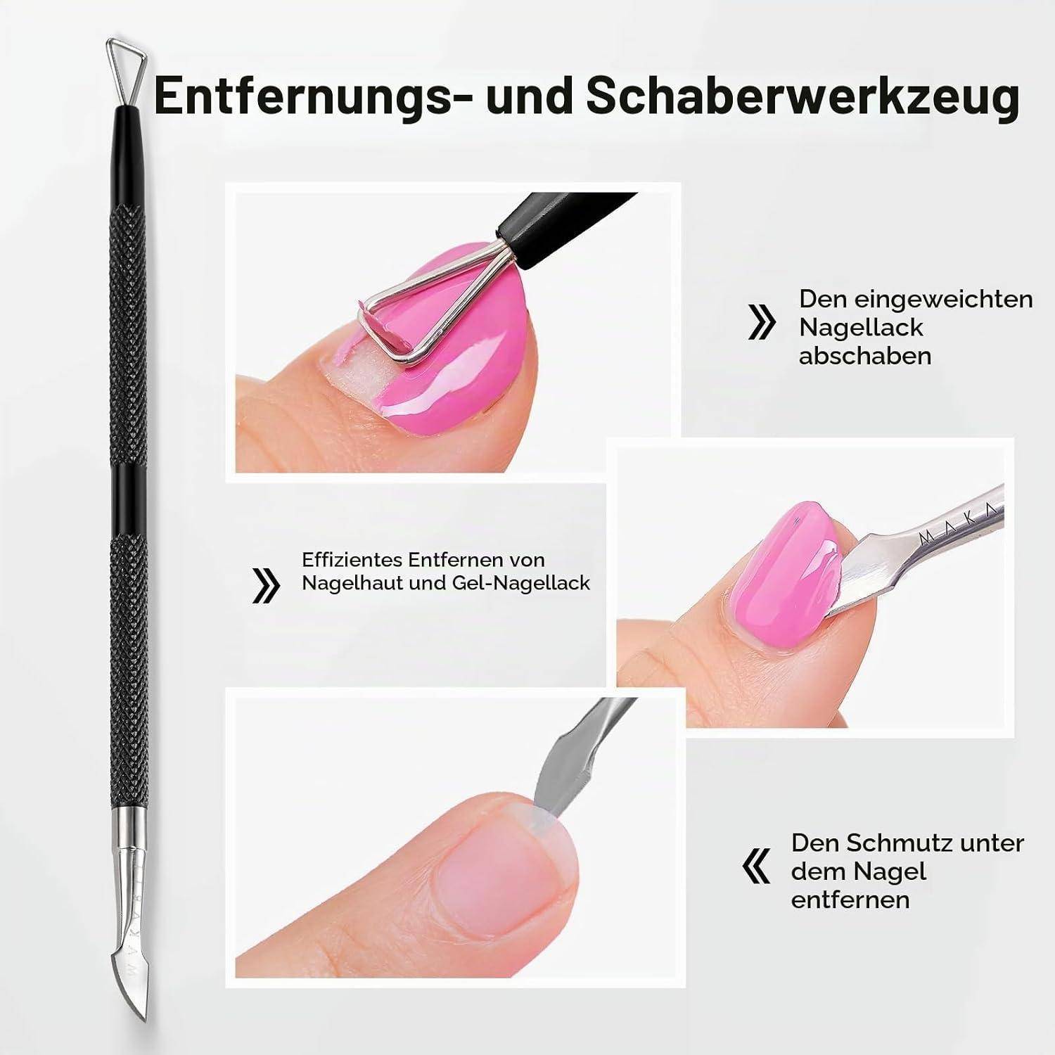 Makartt Nagelhautzange 3 Pcs Cuticle Remover Set Stainless Steel | Trimmer, Schieber & Schaber, ideal für gründliche & schonende Maniküre, perfekt