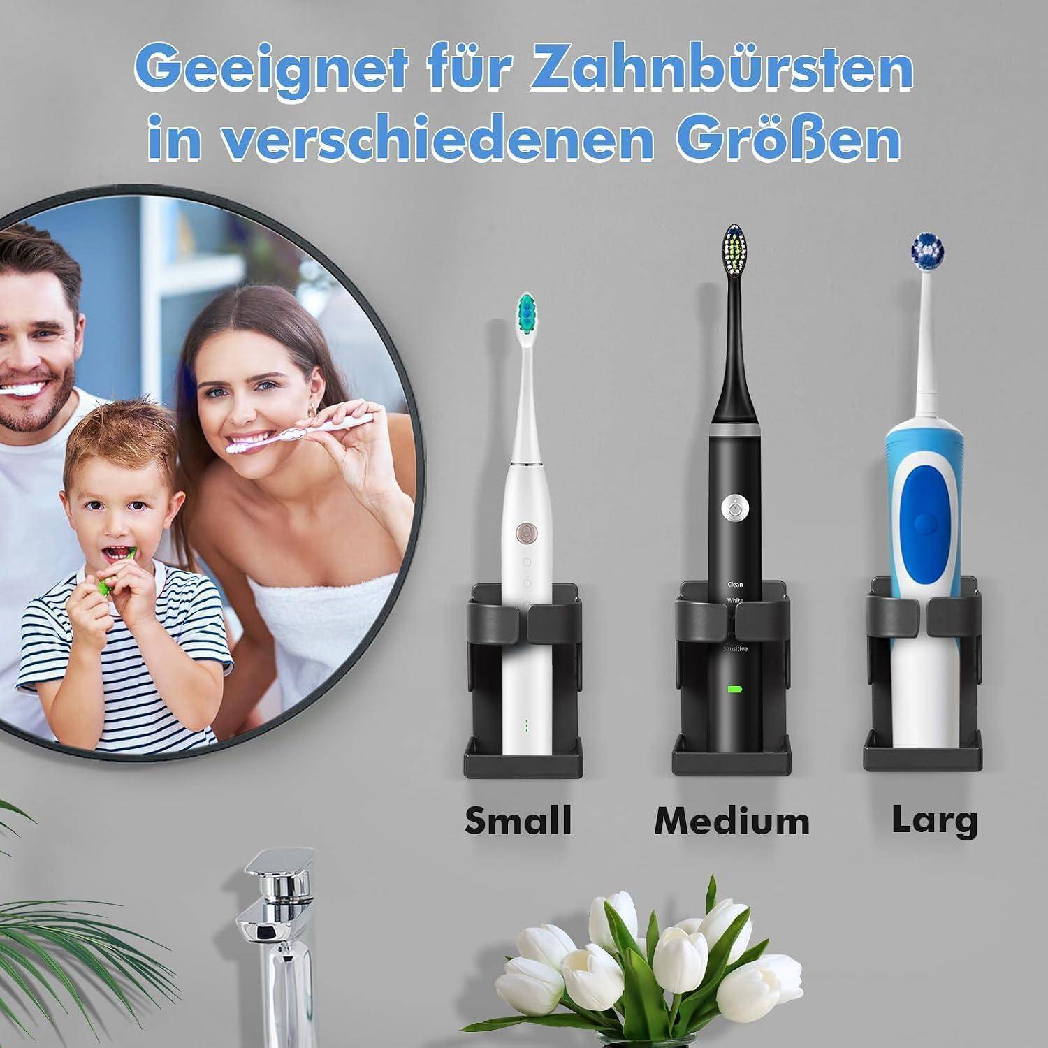 Zahnbürstenhalter Elektrische Zahnbürste Halterung, 4 Stück Zahnbürsten Halter Ohne Bohren, Raumfahrt-Aluminium Zahnbürstenhalter Wand Verwendet
