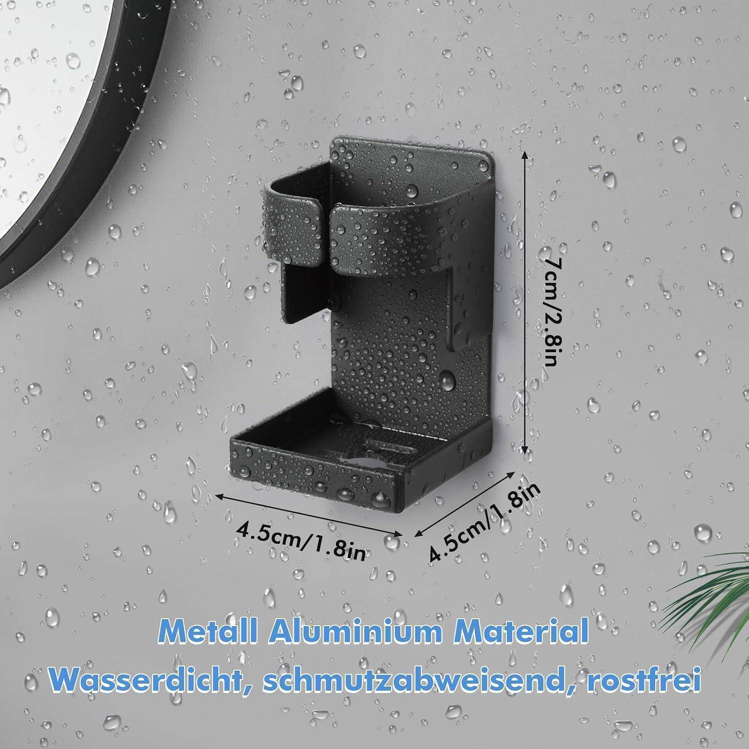 Schwarze Aluminium-Wandmontagehalterung mit den Abmessungen 7 cm hoch und 4,5 cm breit/tief, gekennzeichnet als wasserdicht, schmutzabweisend und rostbeständig.