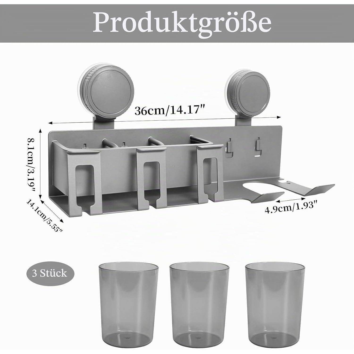 Produktgrößen-Diagramm für eine wandmontierte Halterung mit der Bezeichnung „Produktgröße